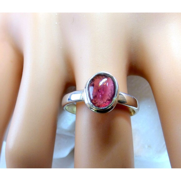 Natural 1.5Ct Pink Tourmaline Sterling Silver Solitaire Ring Sz 7.75 - Picture 7 of 8
